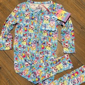 Posh peanut Lisa Frank Spotty and Dotty convertible pajamas one piece 6-9 months